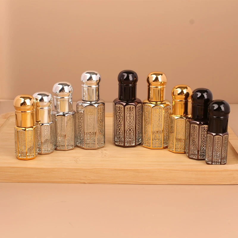 100pcs 3/6/12ML Portable Mini Gold Luxury Refillable Essential Oils Bottles Bronzing Liquid Containers