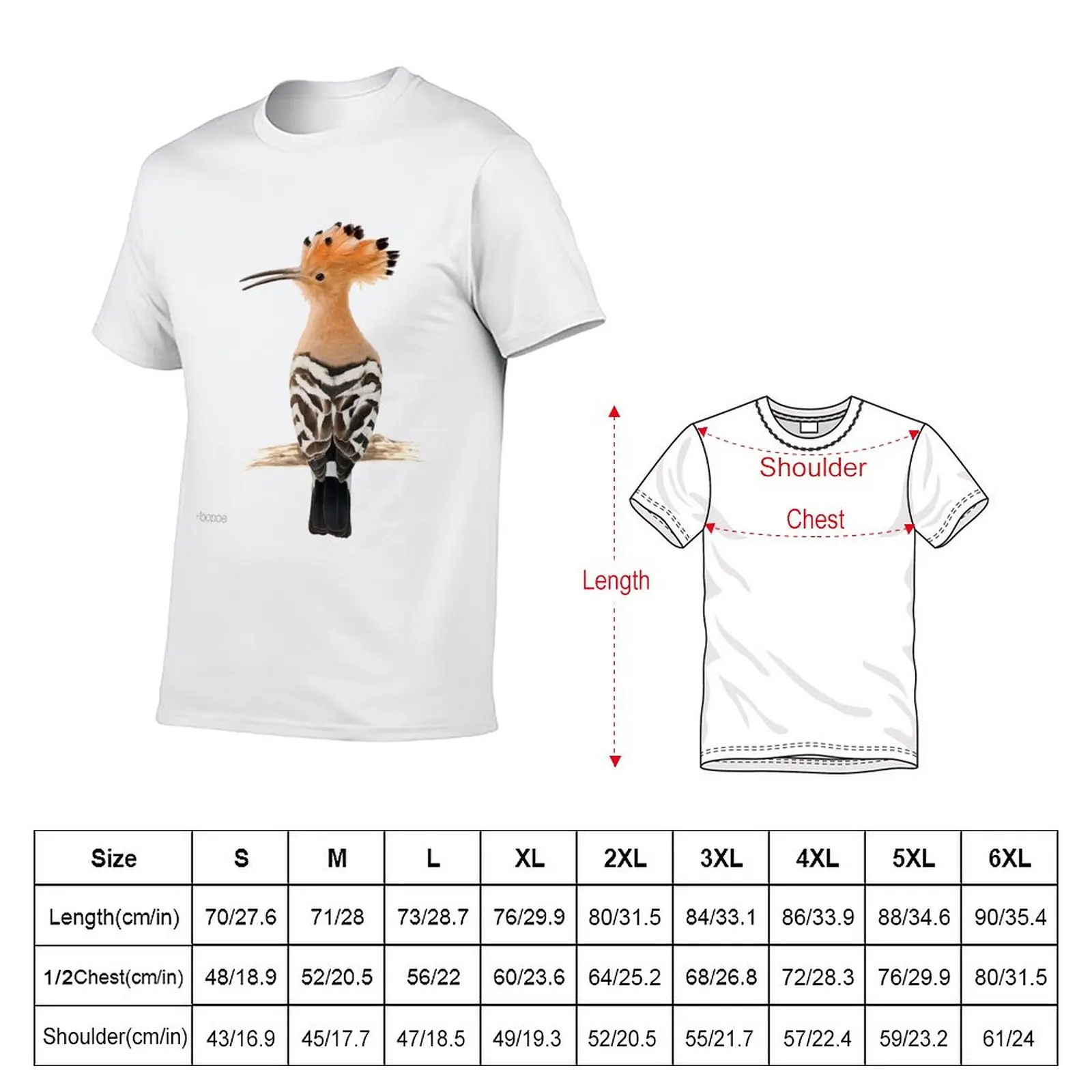 Hoopoe Tropical Exotic Bird Illustration T-Shirt summer tops Blouse quick drying tops men clothing