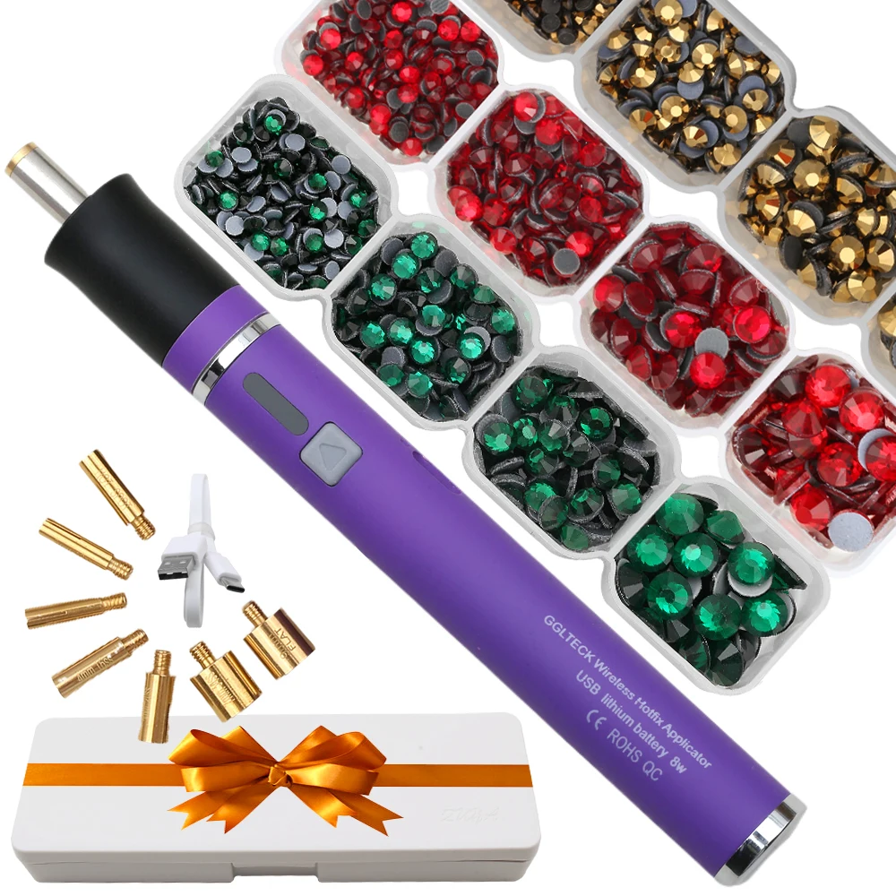 Charging Style Hot-Fix Rhinestones Kit Crystal Hotfix Rhinestone Applicator Iron-on Strass Rhinestone Heat-fix Pen As A Gift