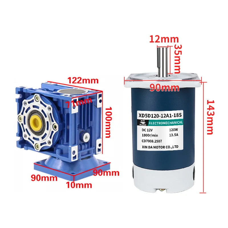 Geschwindigkeitsregelmotor, 120 W DC-Getriebemotor, RV40-Abschaltung, selbstsichernder 12-V24-V-Mikromotor mit großem Drehmoment
