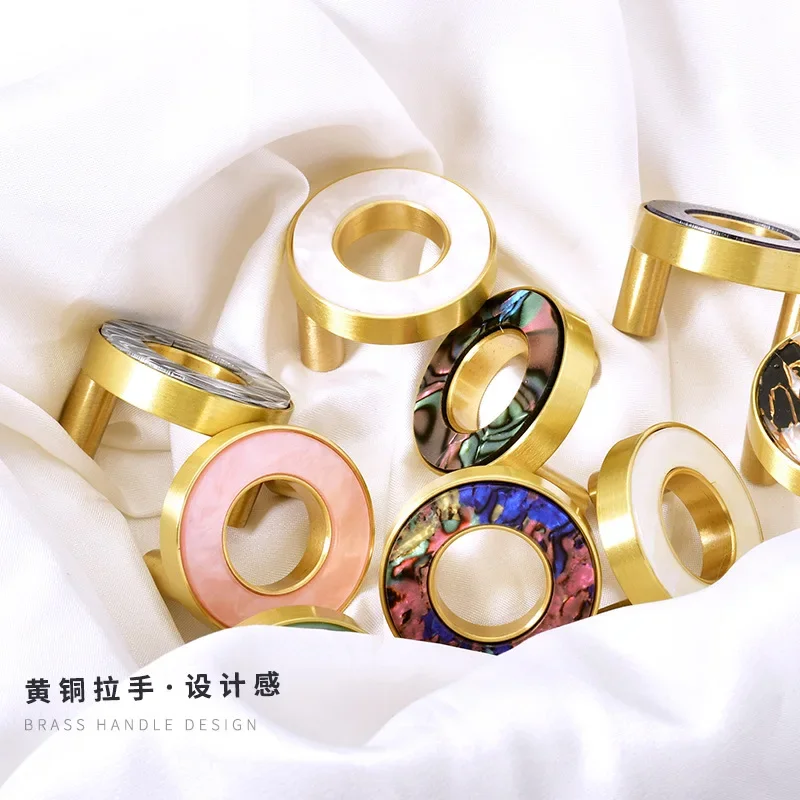Creative Brass Drawer Handle Personalized Circular Shell Cabinet Furniture Handle Gold Wardrobe Door Children\'s Room Handle