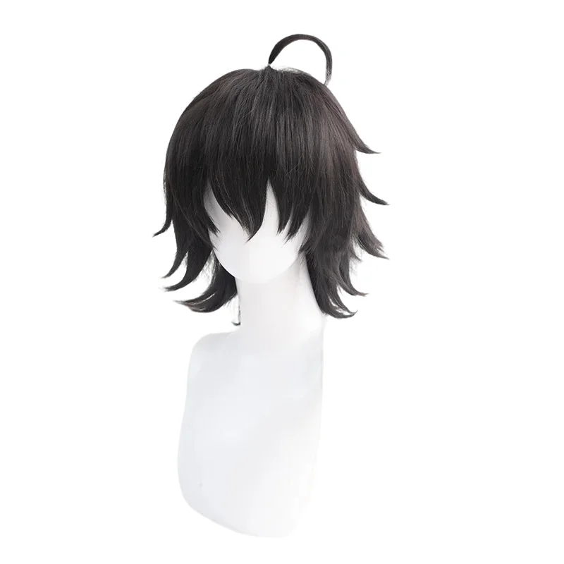 Peluca de Cosplay de paciente Emil, juego Identity V, 30CM, pelo sintético corto negro resistente al calor, pelucas de Cosplay para fiesta de