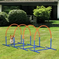 Dog Agility Training Set 4-Piece Set with Carrying Case, Blue and Orange, 88 x 64 x 95 cm, Effective Dog Training and Fun