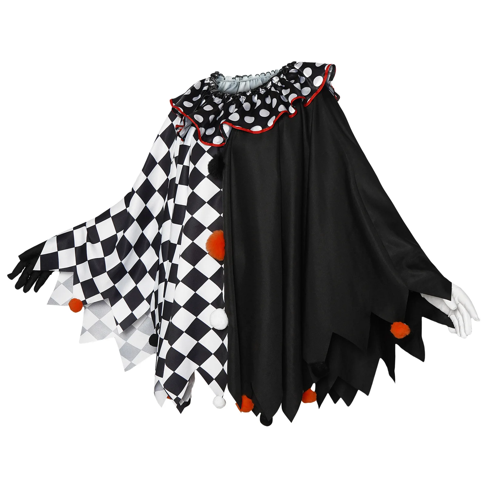 Halloween Scary Clown Cosplay Costume for Women Black White Cloak Fancy Dress Adult Cosplay Stage Performance Outfit - view 5