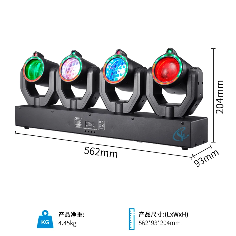 4-Head Mini XY Rotating LED Moving Head Light Beam & Pattern DJ Disco Lighting DMX512 Voice Control  for Party Bar Christmas