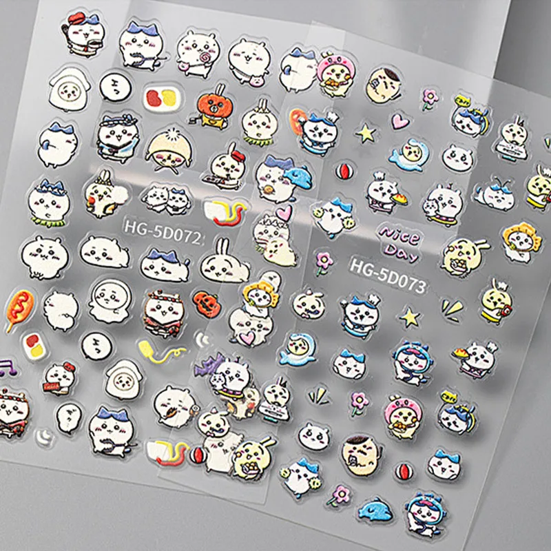 Kawaii Cute Chiikawas Stickers Nail Sticker 3D Stereoscopic Waterproof Decoration Birthday Gifts Girlfriend Gifts Toys For Girls