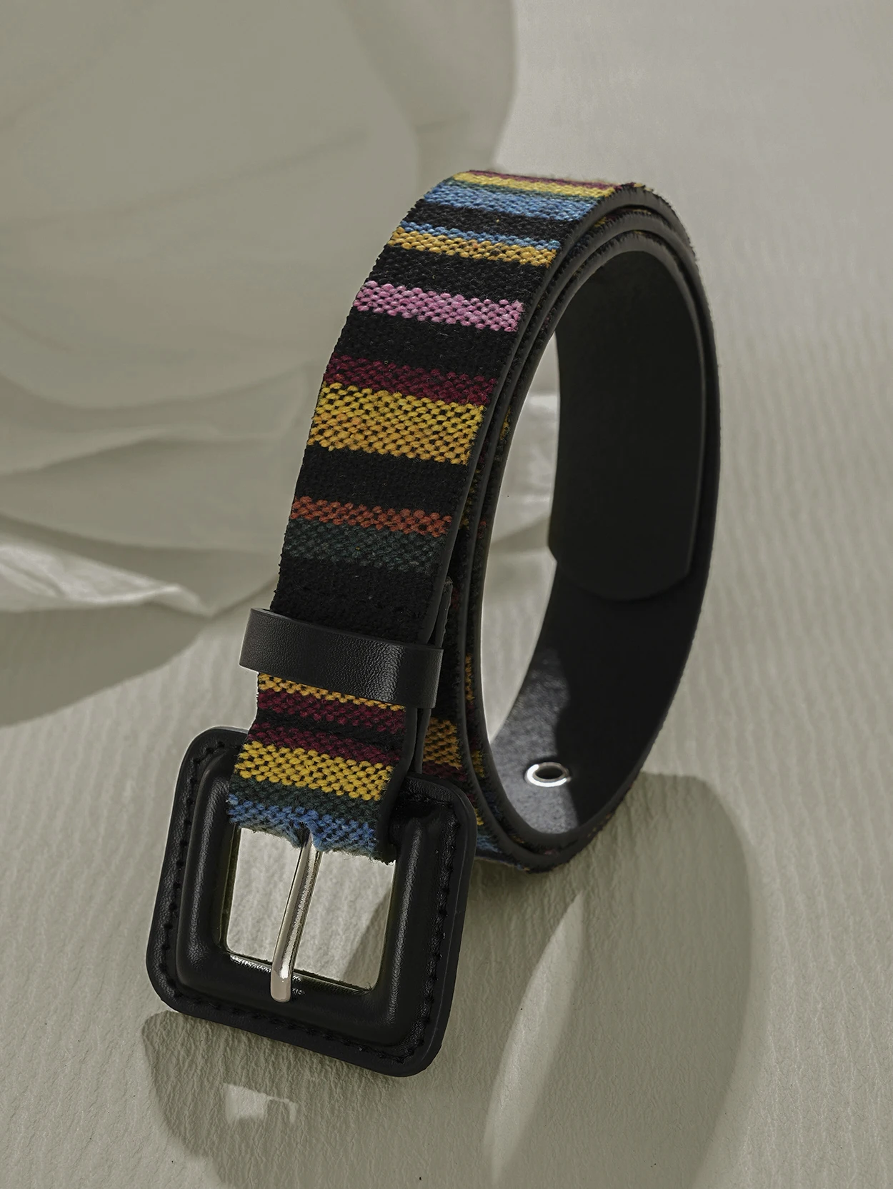 1 قطعة حزام نسائي منسوج متعدد الألوان حزام قبلي أنيق مع مشبك مربع لفساتين سراويل الجينز