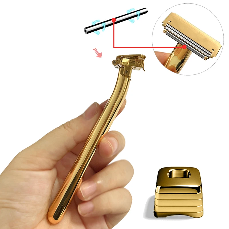 RZACLEA 21TS Glide Pro 4D Super Safety Shaving Shaver with Stand for Man Women Haft One Blade ECO-friendly Metal Razor Gift Box
