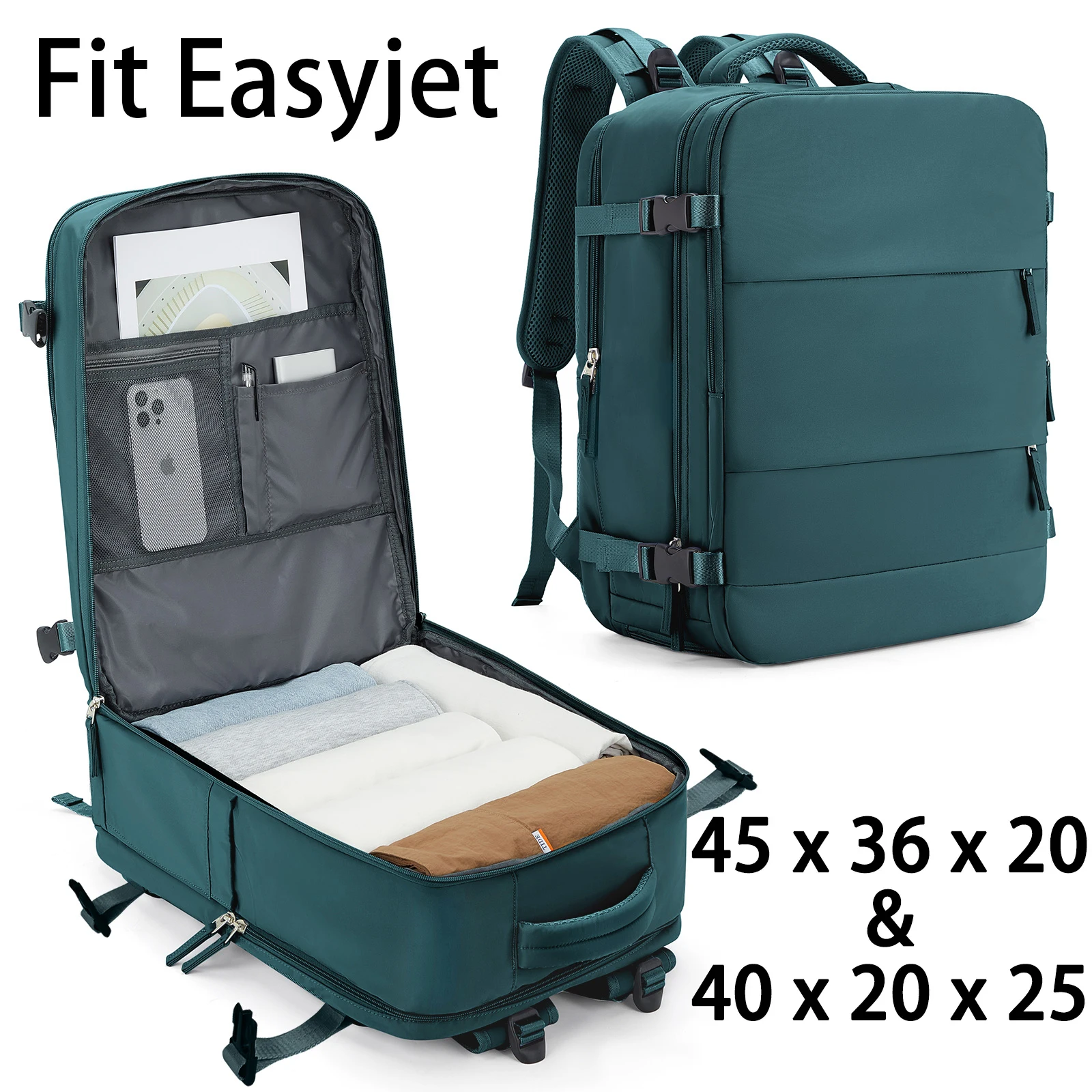 Bolsa de Cabine Easyjet para Homens e Mulheres, Ryanair Carry-Ons, Tamanho de Cabine Laptop, Tamanho Cabine 45x36x20x25, 40x20x25