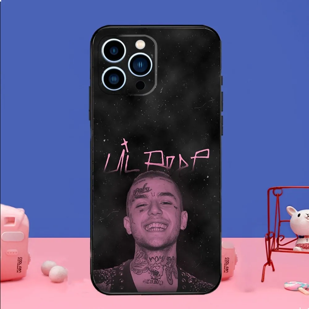 L-Lil P-Peep Singer Phone Case For iPhone 14,13,12 Mini 11 Pro XR,X,XS,MAX 6S,7,8 Plus Silicone Cover Soft black