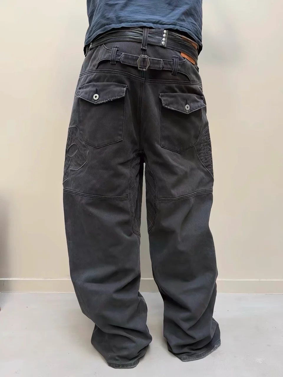 No Faith F8 heavy industry sticker straight baggy overalls