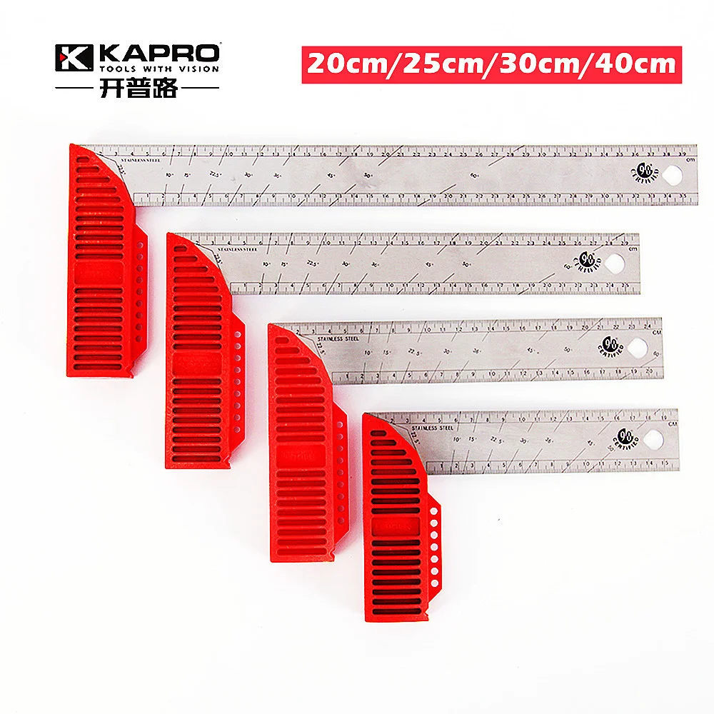 Kapro Portátil Multi Função Régua Retangular para Woodworking Quadrado 90 Graus de Aço Inoxidável Engrossado Linha Marcação Régua