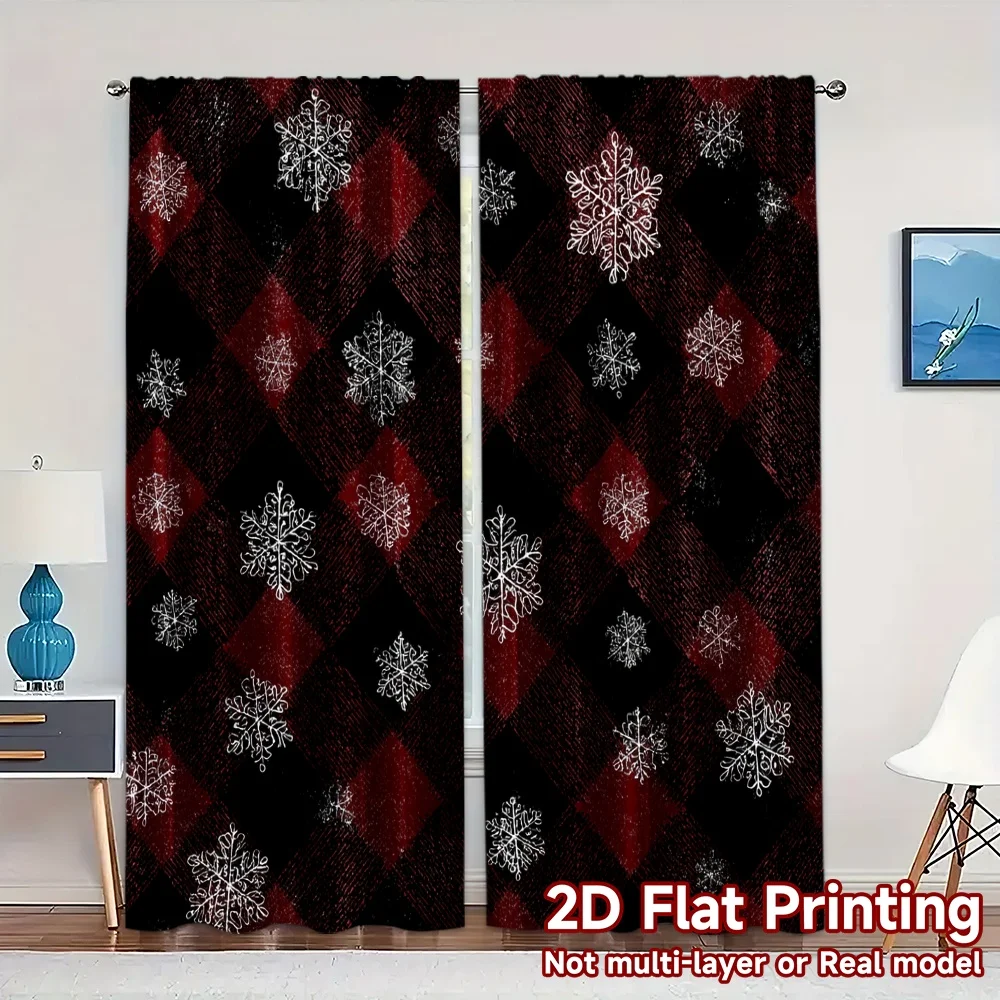 Druk płaski 2D, JIT 2 szt., Zasłony (bez drążka) Świąteczne Gnomki (1) Eleganckie zasłony okienne Wszechstronne zasłony poliestrowe Dekoracja pokoju