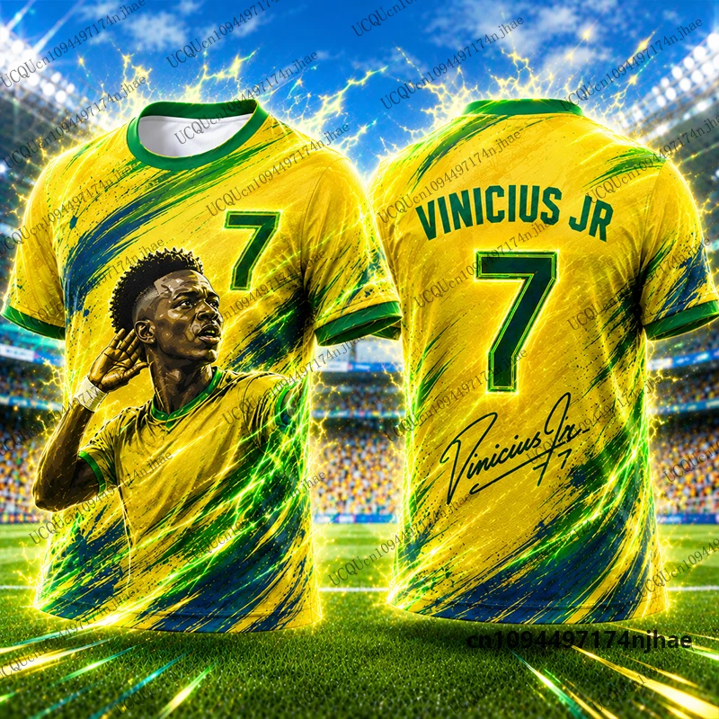 2027 Neues spezielles Vinicius Jr. Nr. 7 bedrucktes Fußballtrikot für Herren-T-Shirts, schnell trocknende Sommer-Sport-T-Shirts, lässige Oberteile für Kinder/Erwachsene – Detail 7