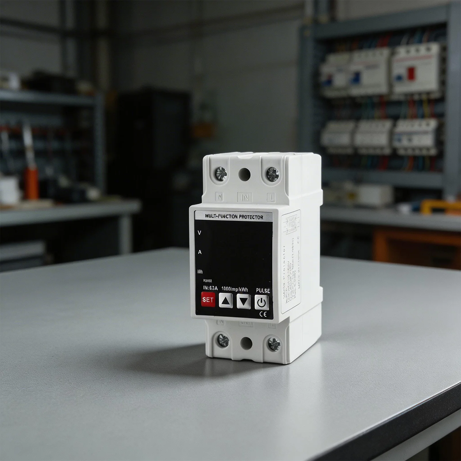 Energy Meter with Adjustable Over Under Voltage Protection for Home and Office Use Featuring Flame Retardant Shell