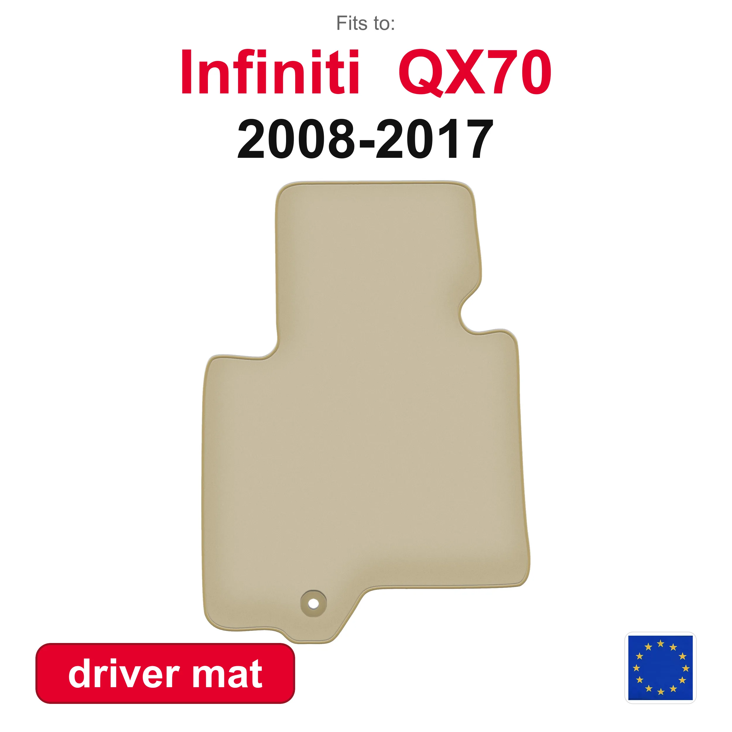 Tapis de sol premium pour conducteur pour Infiniti FX II SUV (2008-2017) - Beige (1 pièce)