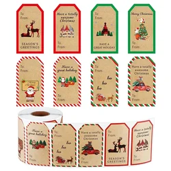 Étiquettes Autocollantes en Papier Kraft pour Cadeaux de Noël, Décoration d'Emballage de Boîte, Sceau, Carte, Fournitures, 50 à 300 Pièces