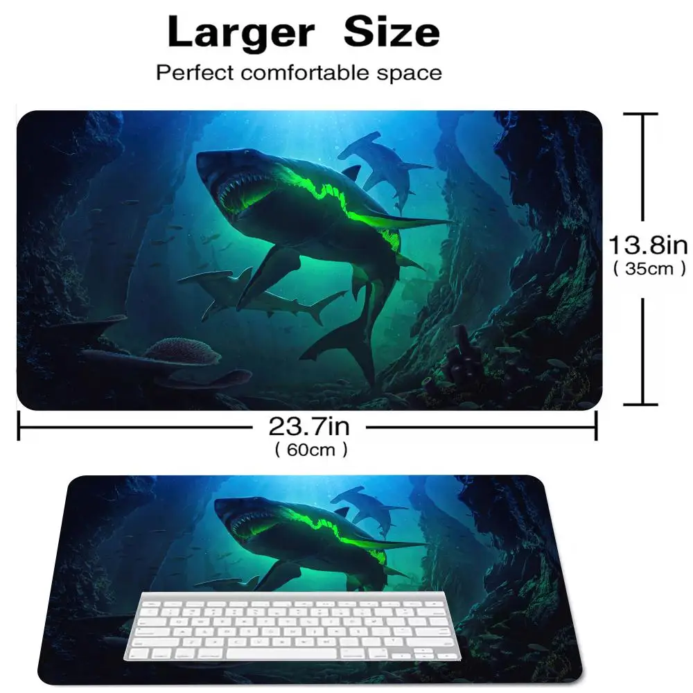 

Deep-sea shark Mouse Pad Large Computer Office Game Table Mats XXL Rubber Anti-slip Gaming Keyboard Mousepads Long Desk Pads