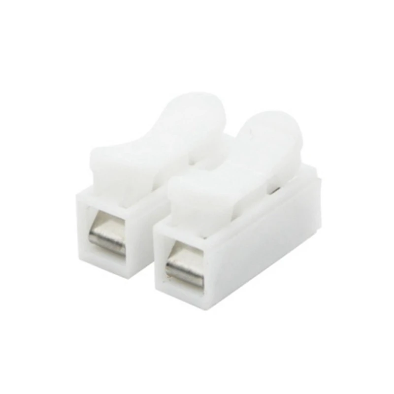 80PCS White ABS Press-Fit Quick Terminals 2-Position Wire Connector Terminal Block