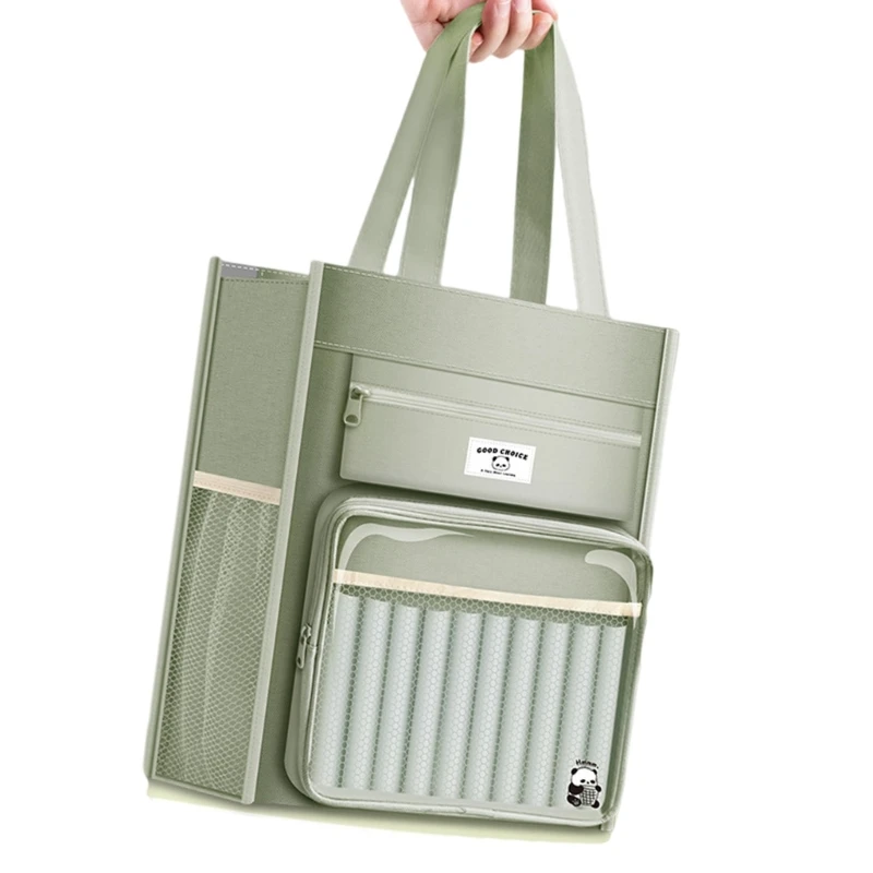 حقيبة الكتب القماشية حقيبة الكتب المدرسية المحمولة 8 مقصورات حقيبة تنظيم الحرف اليدوية