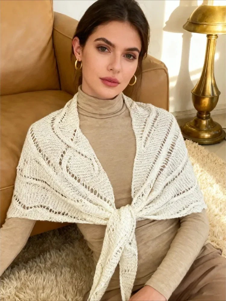 

1 шт., осенне-зимний треугольный шарф, вязаная шерстяная шаль, женский уличный шарф двойного назначения, универсальная сумка, шаль на голову, накидка