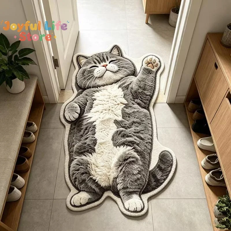 Adorable Cat Shaped Soft Plush Area Rug Home Decor Carpet For Living Room Bedroom Bedside Mat