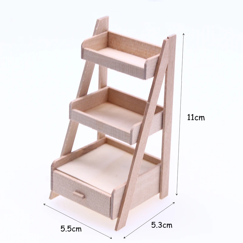 Estante de madera en miniatura para casa de muñecas, soporte de flores, muebles de simulación, herramientas de jardín de hadas, estante de