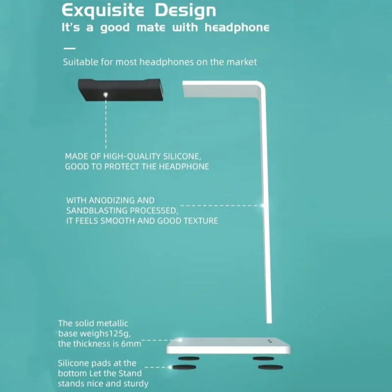 Soporte de escritorio para almacenamiento de auriculares, soporte de aleación de aluminio para auriculares, soporte de exhibición para auriculares de diseño Universal