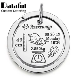 Personalized Baby Keychain Name Date Of Birth Weight Height For Newborn Commemorate Customized Keyring New Mom Dad Gift P026