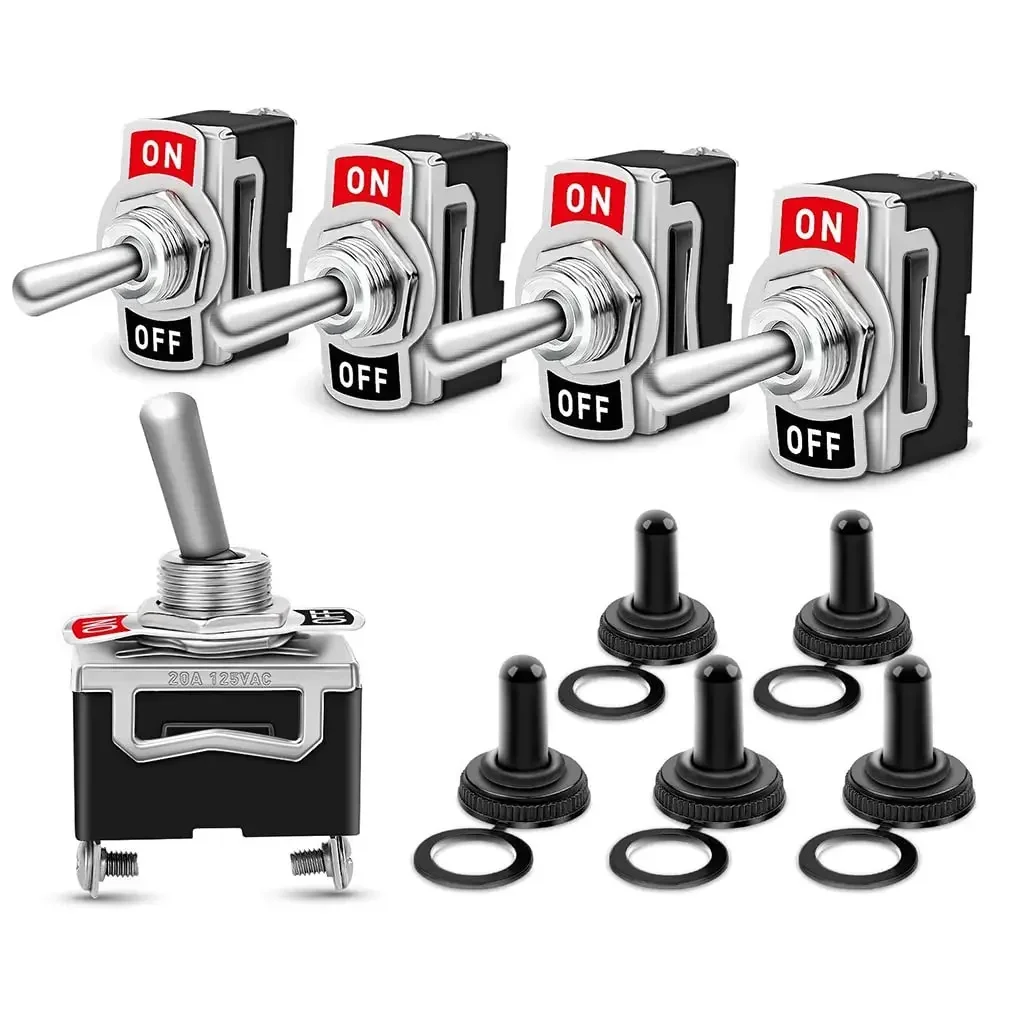 5 個のミニ ON/OFF トグルスイッチキット - 車/トラック/ボート用防水ラッチロッカースイッチ