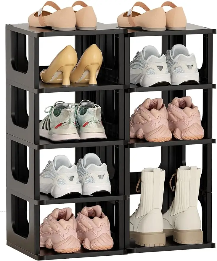 

Shoe Shelves for Closet Kids & Women Rack Adjustable Height 10 Tier Shoe Organizer Narrow Plastic Holder