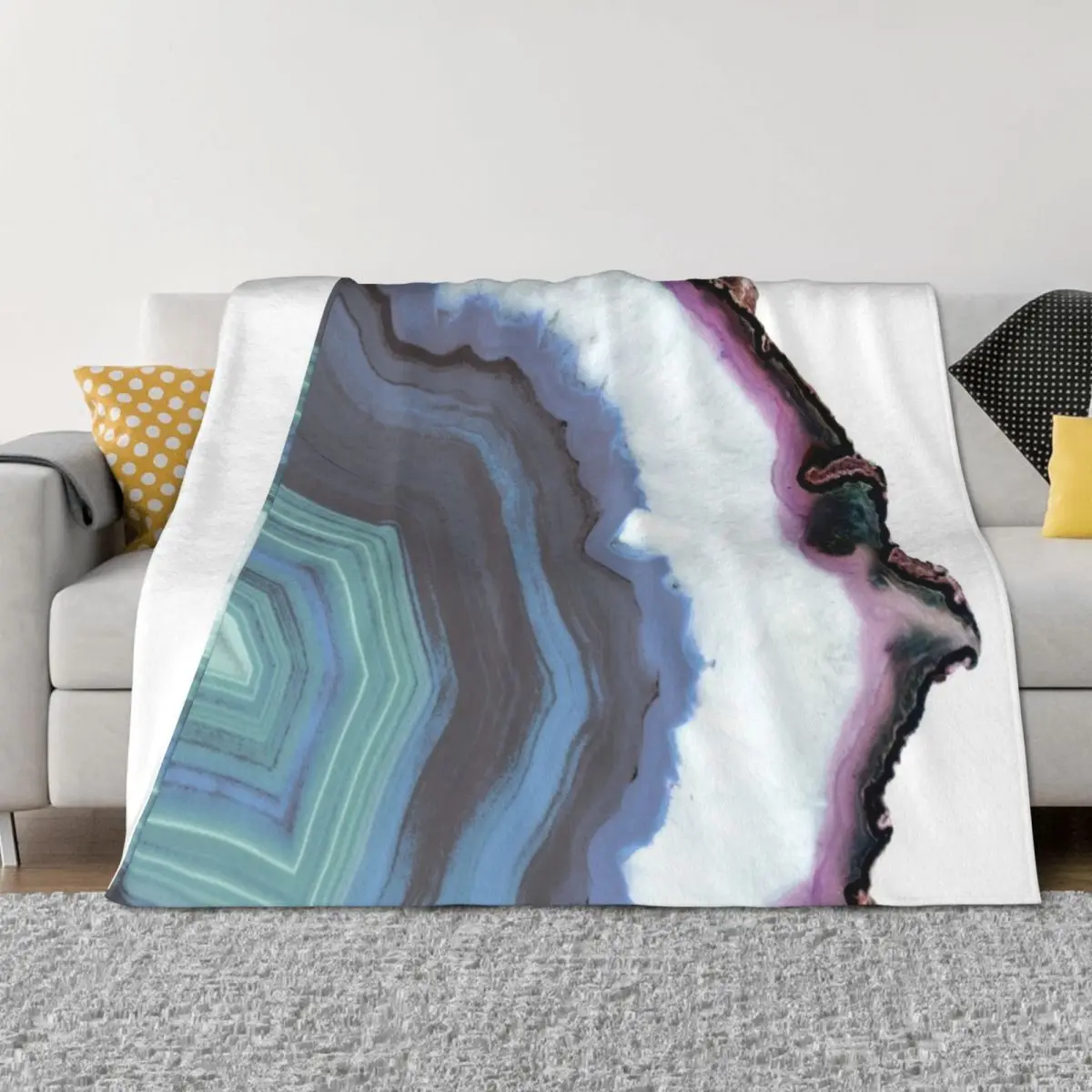 

Blue Jeans Agate Throw Blanket wednesday halloween Summer Vintage Blankets