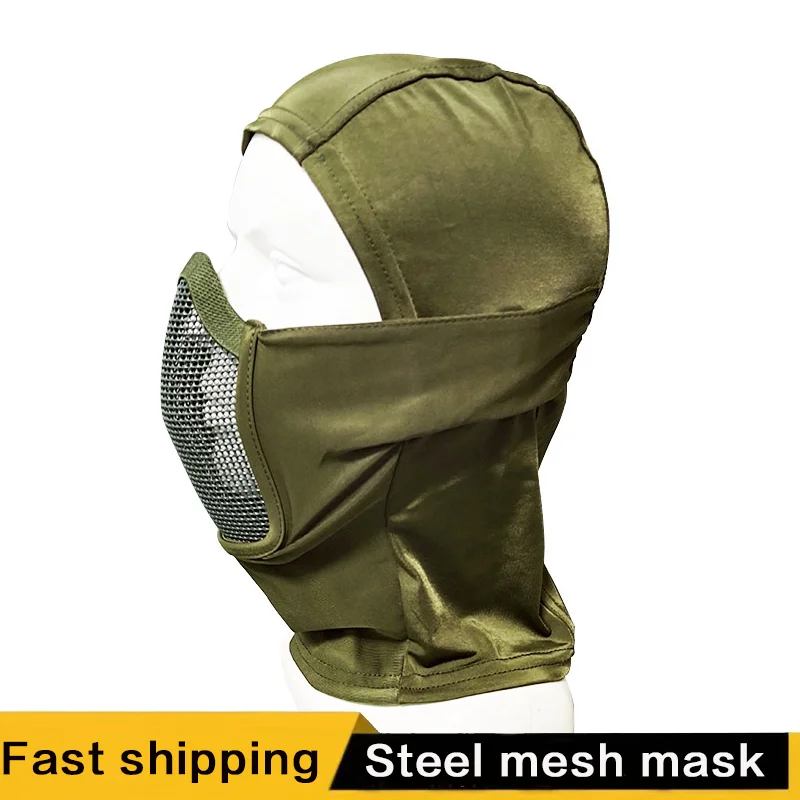 Balaclava Mesh Mask, Shooting Training Cover, Ninja Metal Cover, with Full Face Protection, Suitable for Hunting, Shooting