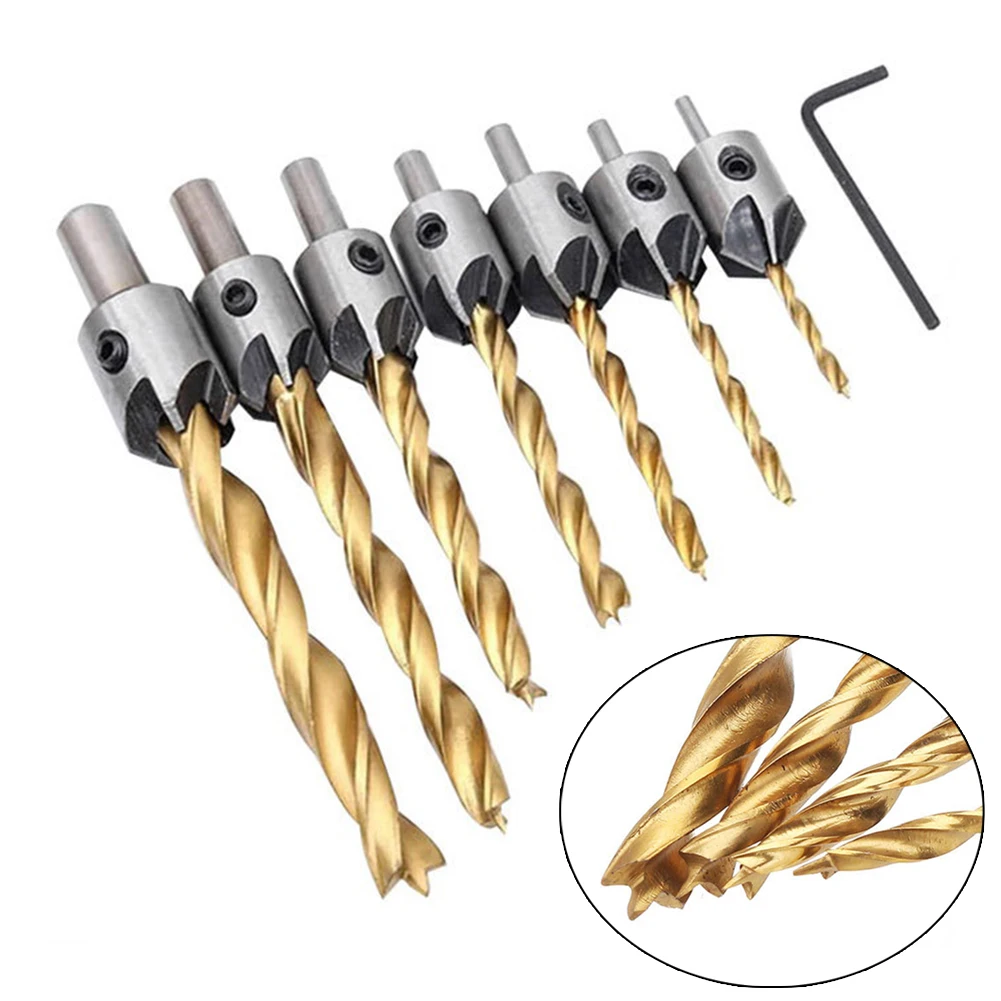 Three Point For Wood Drill Bits Set 7 Pieces 310mm for For Woodworking with Enhanced Chip Flute and Slip Resistant Design