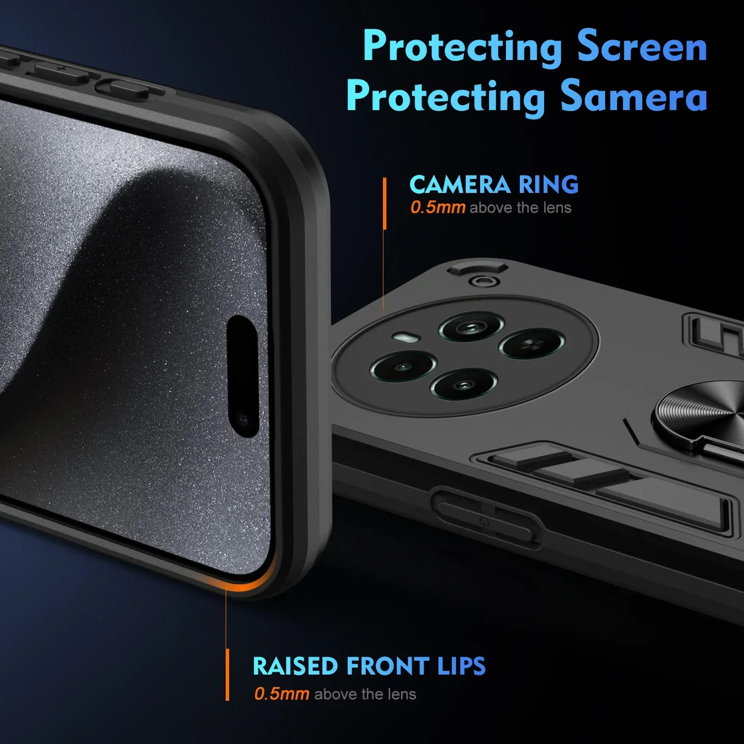 Magnetic Bracket Shell for Realme 12 Pro Plus 11 X 10 9 Pro C65 4G 5G Narzo 70 Pro V50 C55 C53 C51 N55 N53 Anti Fall Armor Case
