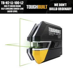 ToughBuilt TB-H2-LL-100-L2 100-FT Green Beam Self Leveling Cross-Line Laser Level