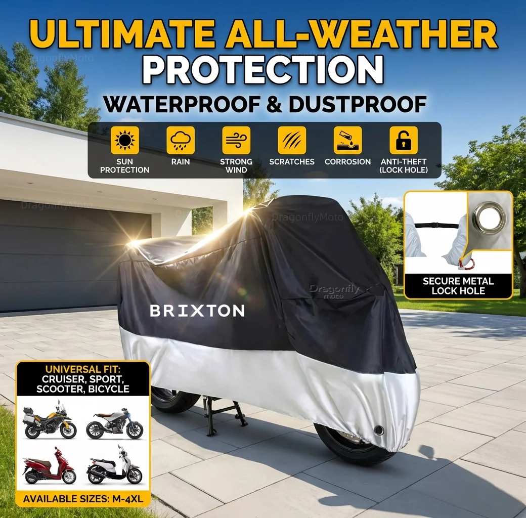 For Brixton Cromwell 125 250 1200 Crossfire 500 Storr 500 Sunray 125 All Season Motorcycle Cover Silver Black Waterproof