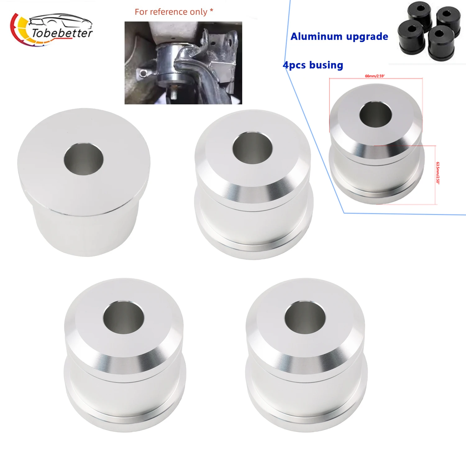 Aluminum upgrade Solid Rear Subframe Risers Bushing Kit 4pcs for Nissan S13 & S14 240SX S13 S14 Chassis 89-98 300zx Skyline