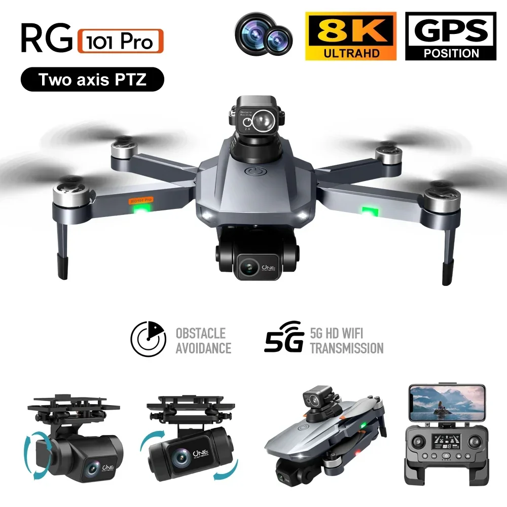 RG101 Pro GPS Drone 8K Professional HD Dual Camera FPV 3KM Aerial Photography Brushless Foldable Quadcopter Boy Toy Airplane