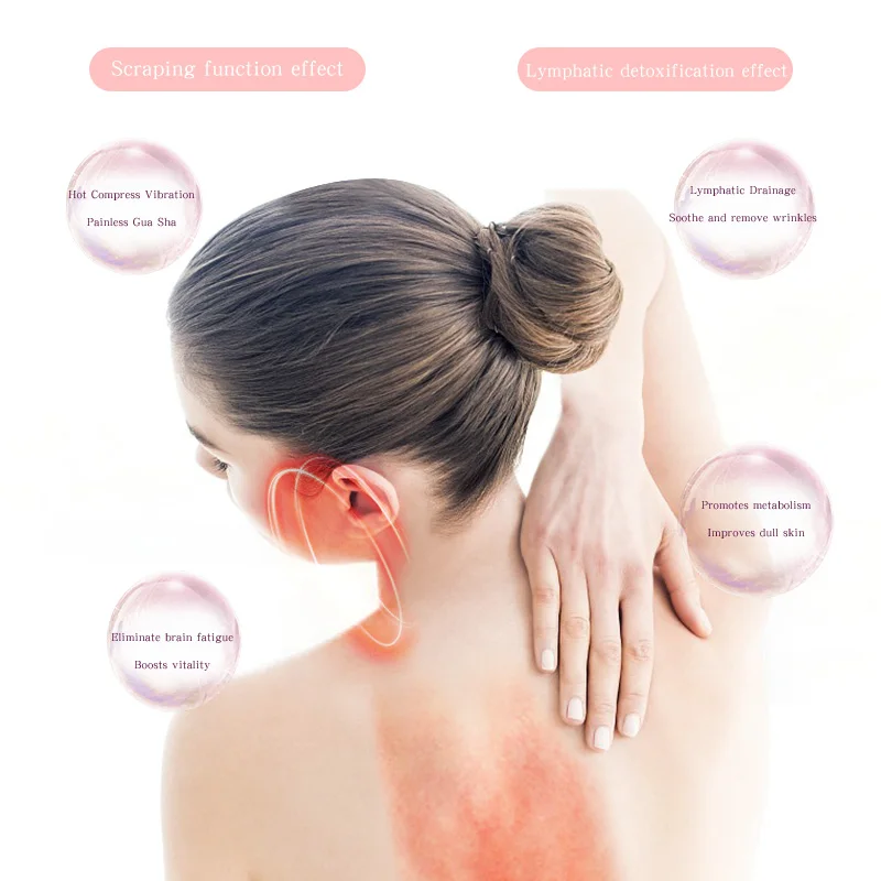 Warm Gua Sha Massage Beauty Device with EMS Microcurrent Vibration LED Light Therapy and 9 Modes for Face Skin Tightening