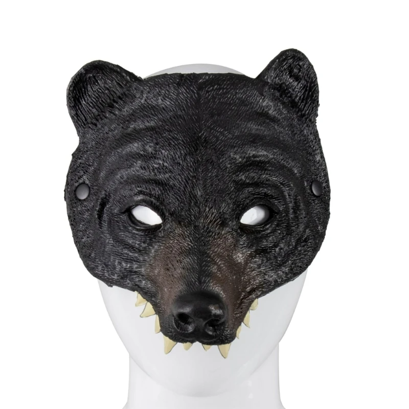 Meia face animal urso cosplay máscara para carnavais festa máscaras máscara para adultos e crianças traje de halloween acessório