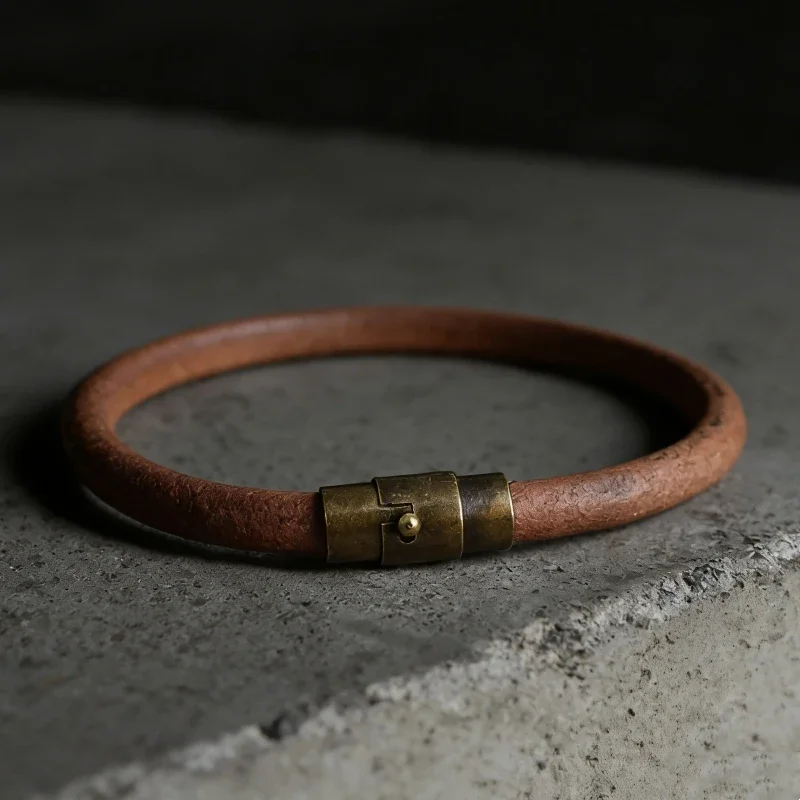 Vintage Brown Genuine Leather Wrap Cuff Bracelet for Hand Wrist Wristband Men Woman Punk Bangle Couple Jewelry Gift