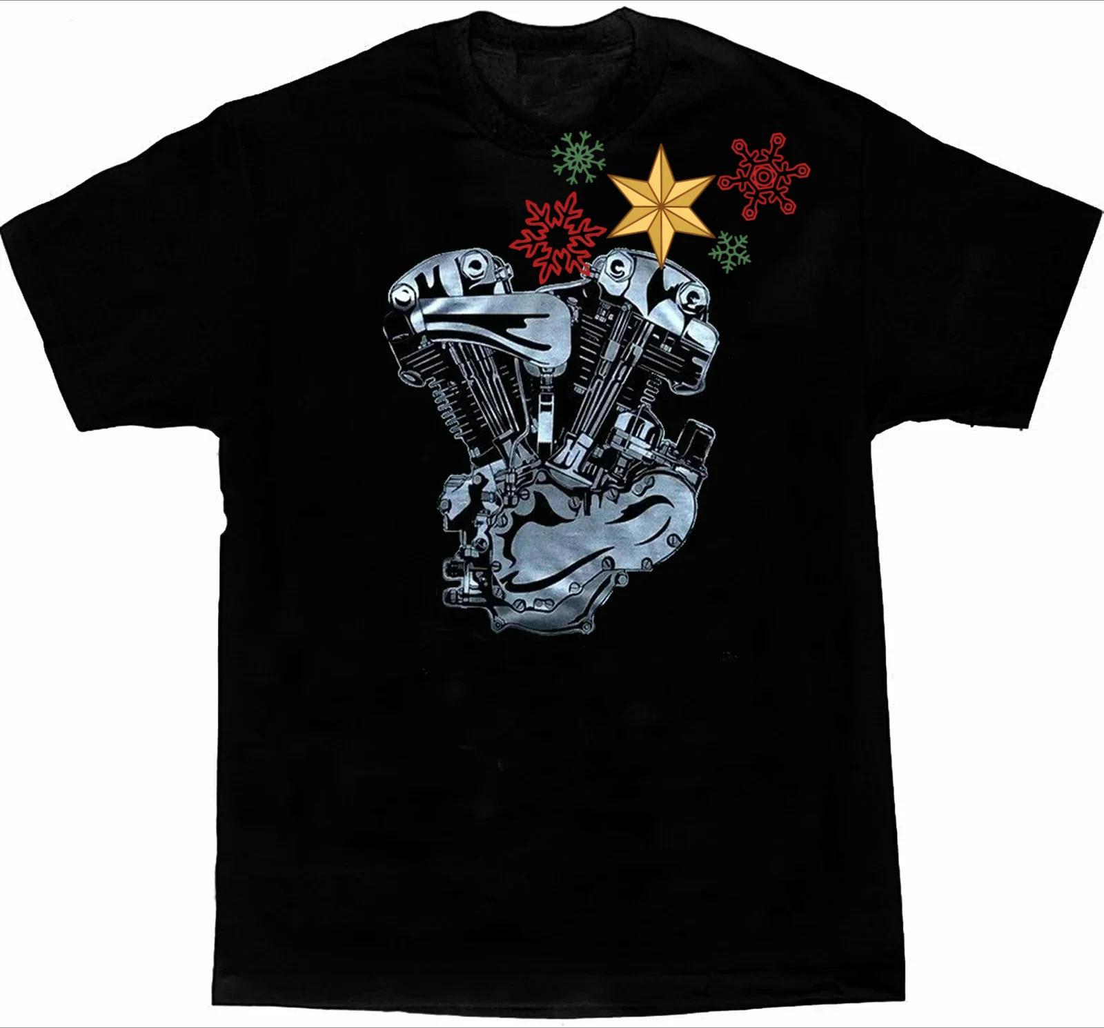 Unique Motorcycle V-Twin Engine Graphic Printed T-Shirt 100% Cotton O-Neck Summer Short Sleeve Casual Mens T-shirt Size S-3XL