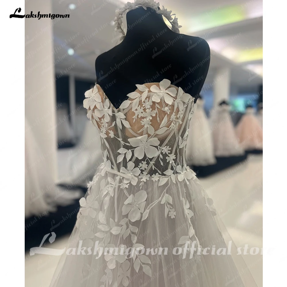 Lakshmigown boêmio vestidos de casamento feminino a linha sexy querida renda princesa vestidos de noiva para mujer personalizado