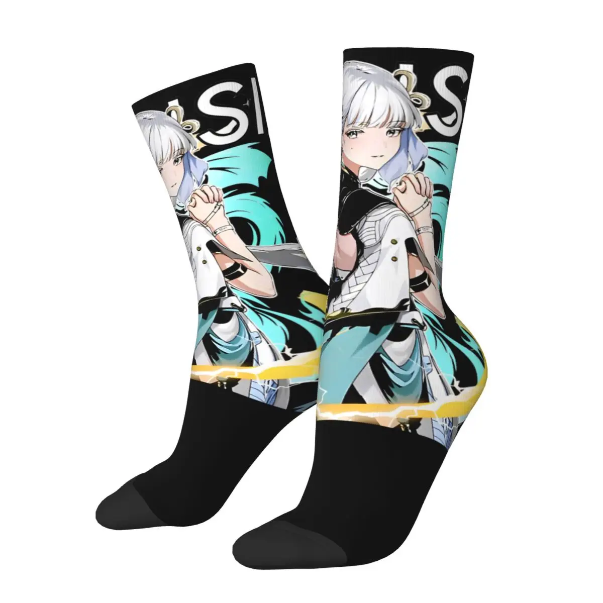 Casual Wuthering Waves Jinhsi Basketball Socks Anime Game Polyester Long Socks for Women Men