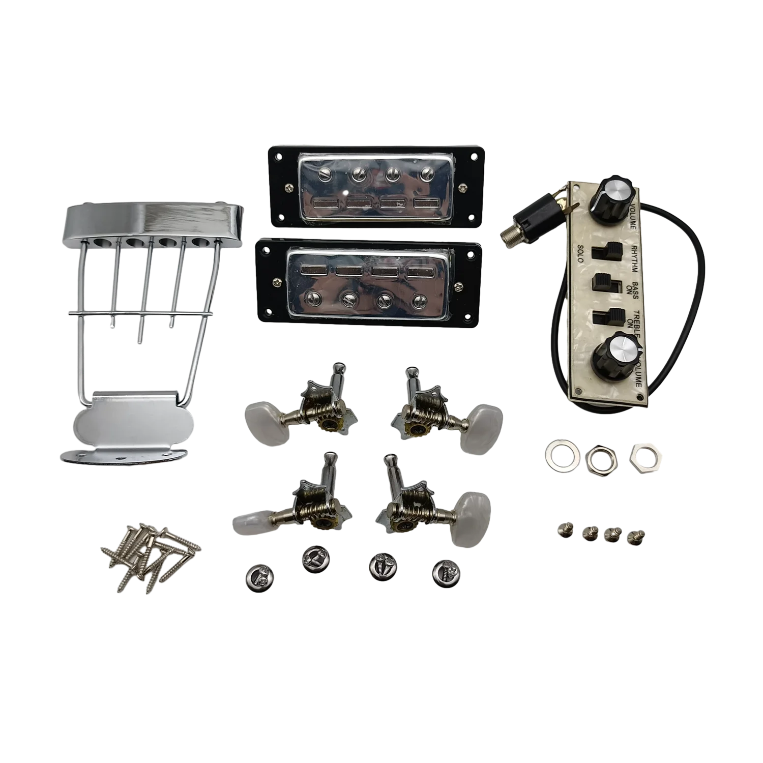 Upgrade  Electric Bass Kits Tuners Staple Pickups Trapeze Tailpiece Control Panel Guitar Parts Accessiores China Made