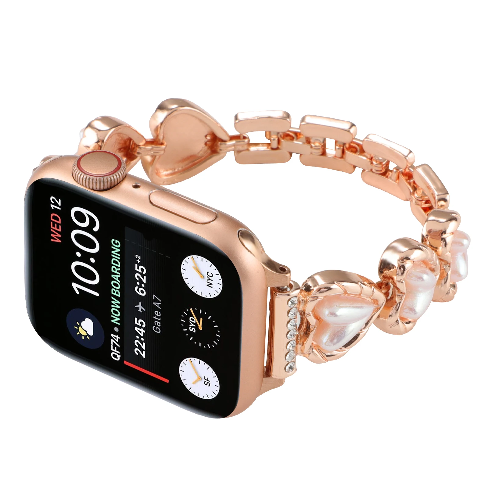 Cinturino per cinturino per orologio apple cinturino in acciaio inossidabile a forma di cuore cinturino da donna per cintura Iwatch