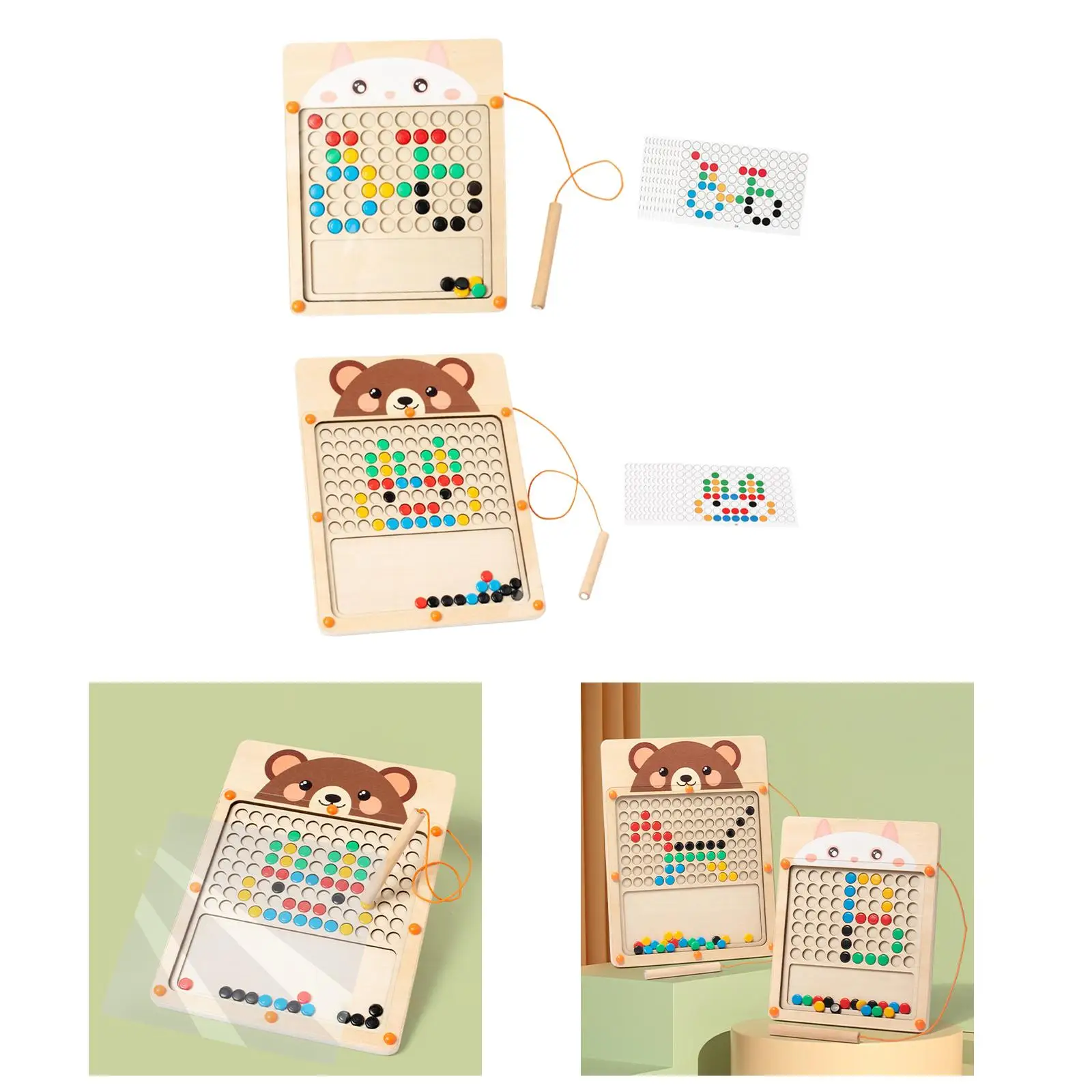 Magnetic Drawing Board Education Toy with Magnetic Pen and Beads Dot Board for Preschool 3+ Years Old Children Kids Holiday Gift