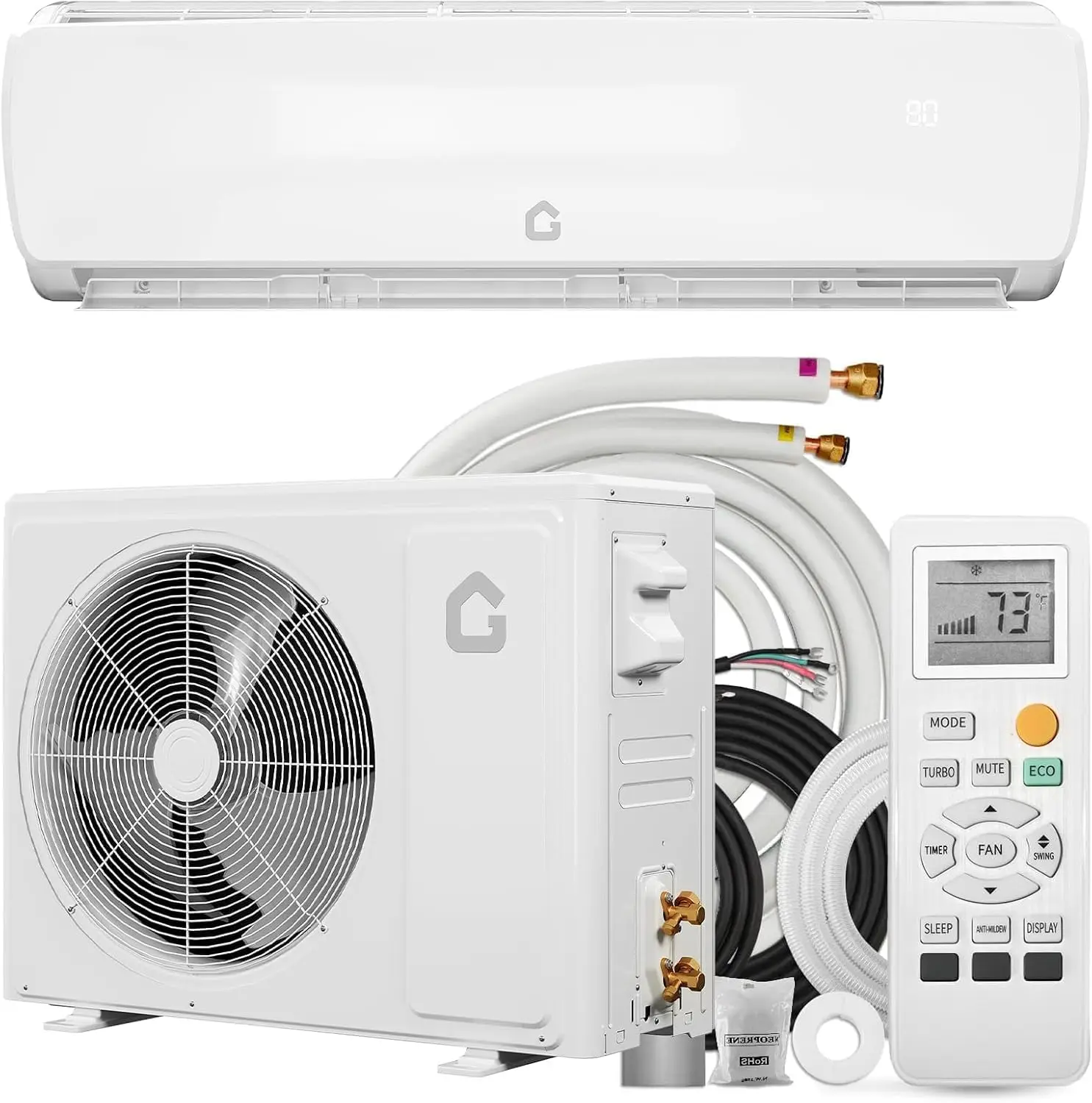 

18000 BTU Ductless Wall-Mounted Mini Split Air Conditioner & Heat Pump - 19 SEER2 Inverter, 3-in-1, Custom