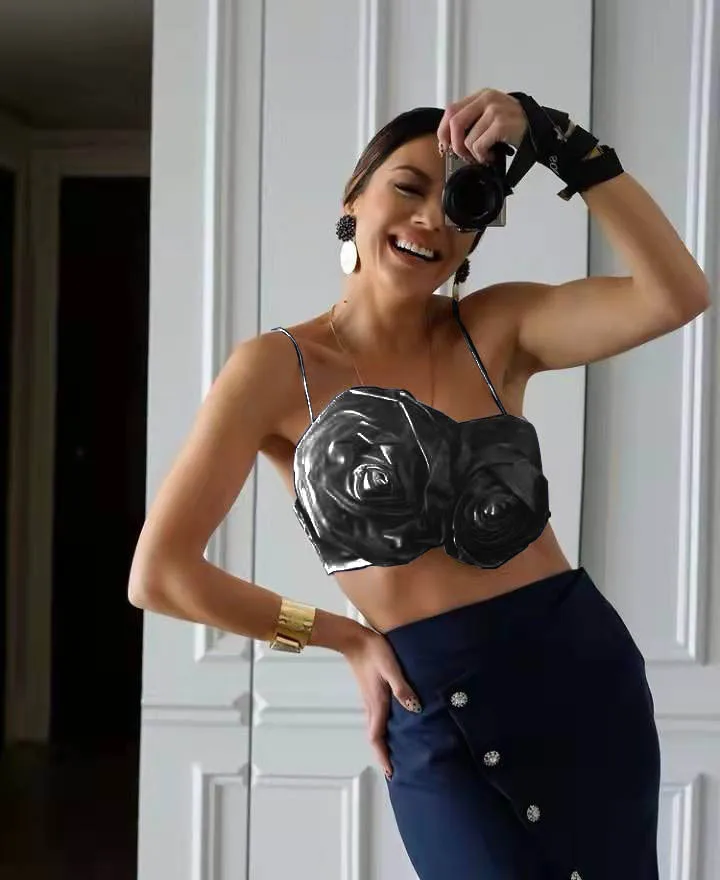 

Sexy Floral Design Women's Vest Top with Small Susps ort Sle Commute Faion Pure Color Summer Slim Fit